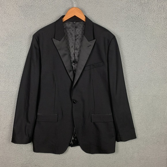 Bonobos Empire Tuxedo Jacket 46L Black Stretch Italian Wool Slim